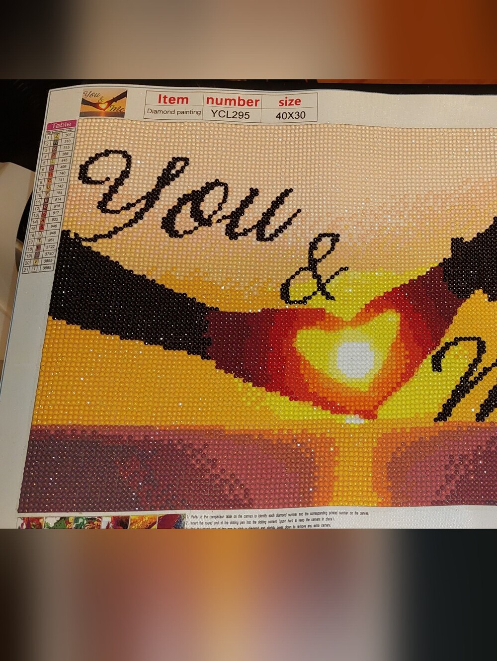 Diamond Painting Canvas "You & Me" Sunset Heart